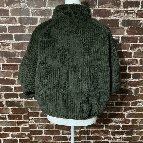 Women's Full Zip Sherpa Bomber Jacket - Wild Fable Green XL Y2K Look - Picture 10 of 12